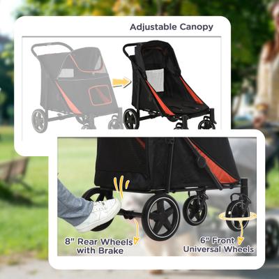 Show full view: PawHut One-Click Foldable Dog Stroller, Black slide 6 of 10