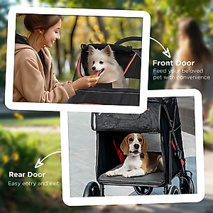 PawHut One-Click Foldable Dog Stroller, Black