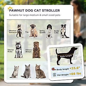 PawHut One-Click Foldable Dog Stroller, Black