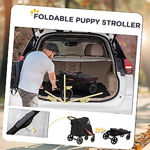 PawHut One-Click Foldable Dog Stroller, Black