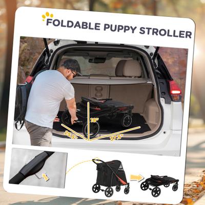 Show full view: PawHut One-Click Foldable Dog Stroller, Black slide 5 of 10