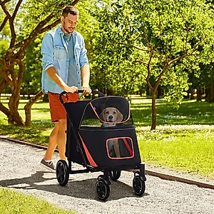 PawHut One-Click Foldable Dog Stroller, Black