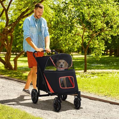 Show full view: PawHut One-Click Foldable Dog Stroller, Black slide 2 of 10