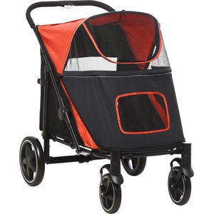 PawHut One-Click Foldable Dog Stroller, Red