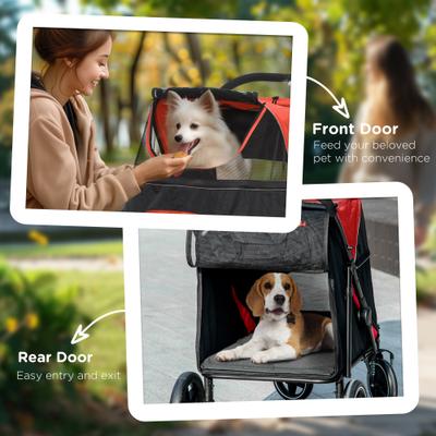 Show full view: PawHut One-Click Foldable Dog Stroller, Red slide 8 of 11