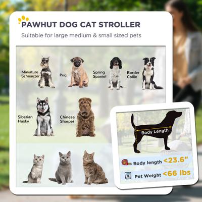 Show full view: PawHut One-Click Foldable Dog Stroller, Red slide 5 of 11