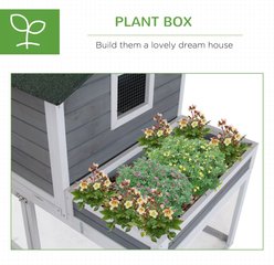 PawHut Outdoor Back Yard House Poultry Cage Wooden with Raised Garden Bed, Run Area, & Removable Tray Nesting Box Chicken Coop, Gray slide 2 of 8