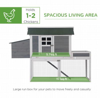 Show full view: PawHut Outdoor Back Yard House Poultry Cage Wooden with Raised Garden Bed, Run Area, & Removable Tray Nesting Box Chicken Coop, Gray slide 4 of 8