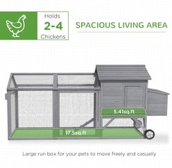 PawHut Outdoor Back Yard Portable Cage House Wooden with Wheels & Nesting Box Chicken Coop, Gray slide 2 of 9