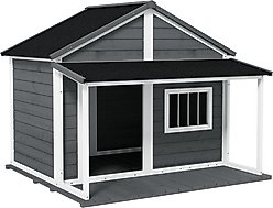 PawHut Outdoor Cabin-Style Dog House, Gray