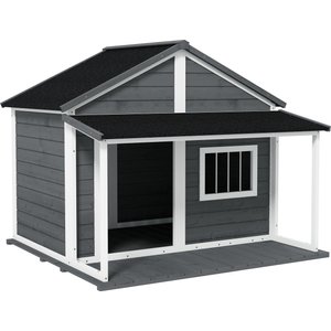 PawHut Outdoor Cabin-Style Dog House, Gray