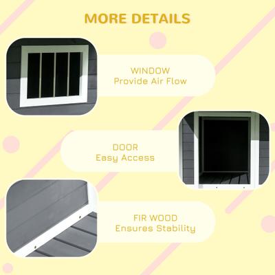 Show full view: PawHut Outdoor Cabin-Style Dog House, Gray slide 7 of 9