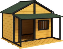 PawHut Outdoor Cabin-Style Dog House, Yellow
