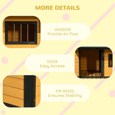 Show full view: PawHut Outdoor Cabin-Style Dog House, Yellow slide 8 of 10
