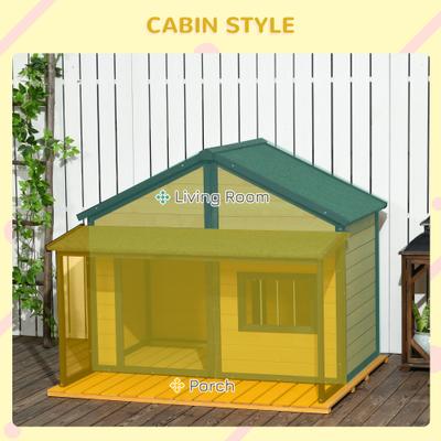 Show full view: PawHut Outdoor Cabin-Style Dog House, Yellow slide 6 of 10