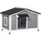 Show in main carousel: PawHut Outdoor Cabin-Style Wooden Dog House, Gray slide 1 of 10