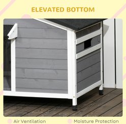 PawHut Outdoor Cabin-Style Wooden Dog House, Gray slide 2 of 9