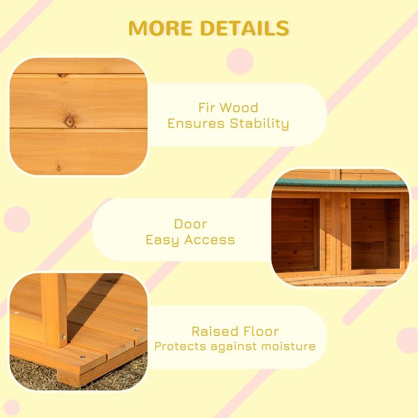 Show full view: PawHut Outdoor Cabin-Style Wooden Dog House, Yellow slide 6 of 9
