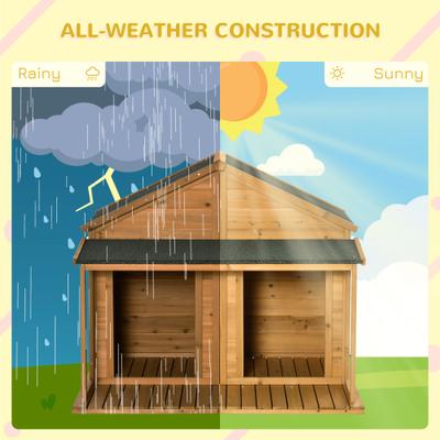 Show full view: PawHut Outdoor Cabin-Style Wooden Dog House, Yellow slide 5 of 9