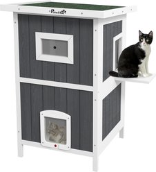 PawHut Outdoor Cat House House with Removable Floor, Gray