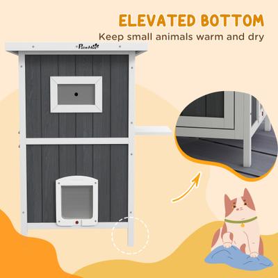 Show full view: PawHut Outdoor Cat House House with Removable Floor, Gray slide 8 of 9