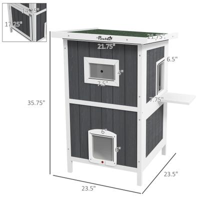 Show full view: PawHut Outdoor Cat House House with Removable Floor, Gray slide 3 of 9