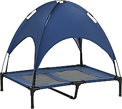 PawHut Outdoor Covered Elevated Dog Bed, Blue, 36-in