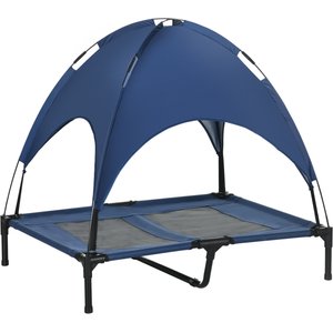 PawHut Outdoor Covered Elevated Dog Bed, Blue, 36-in