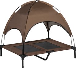 PawHut Outdoor Covered Elevated Dog Bed, Coffee, 36-in