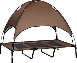 PawHut Outdoor Covered Elevated Dog Bed, Coffee, 48-in