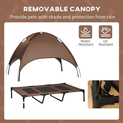 Show full view: PawHut Outdoor Covered Elevated Dog Bed, Coffee, 48-in slide 6 of 10