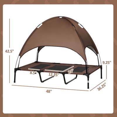 Show full view: PawHut Outdoor Covered Elevated Dog Bed, Coffee, 48-in slide 3 of 10