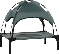 PawHut Outdoor Covered Elevated Dog Bed, Grey, 24-in