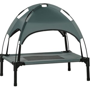 PawHut Outdoor Covered Elevated Dog Bed, Grey, 24-in