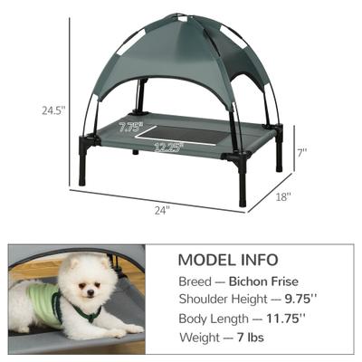 Show full view: PawHut Outdoor Covered Elevated Dog Bed, Grey, 24-in slide 3 of 10