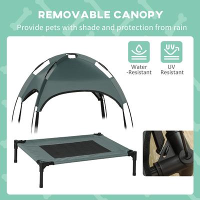 Show full view: PawHut Outdoor Covered Elevated Dog Bed, Grey, 24-in slide 6 of 10