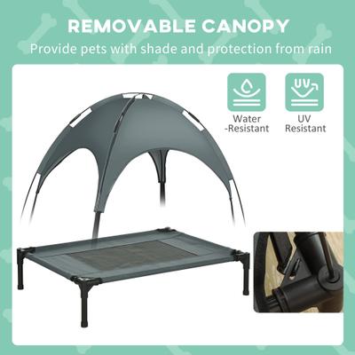 Show full view: PawHut Outdoor Covered Elevated Dog Bed, Grey, 30-in slide 7 of 11