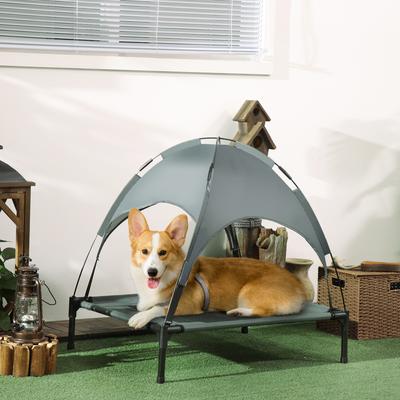 Show full view: PawHut Outdoor Covered Elevated Dog Bed, Grey, 30-in slide 3 of 11