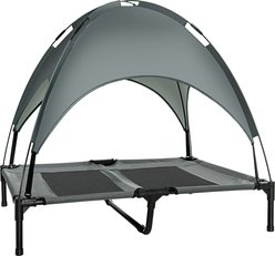 PawHut Outdoor Covered Elevated Dog Bed, Grey, 36-in