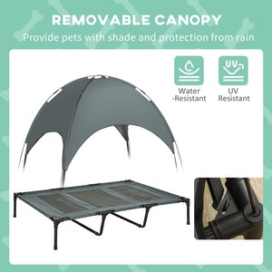 PawHut Outdoor Covered Elevated Dog Bed, Grey, 48-in