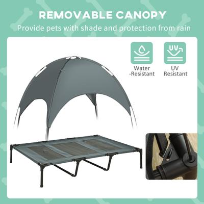 Show full view: PawHut Outdoor Covered Elevated Dog Bed, Grey, 48-in slide 6 of 10