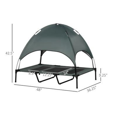 Show full view: PawHut Outdoor Covered Elevated Dog Bed, Grey, 48-in slide 3 of 10