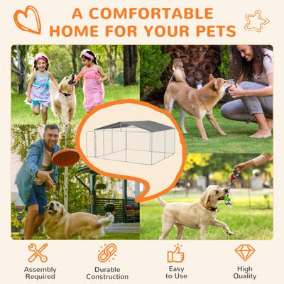 Show full view: PawHut Outdoor Dog Kennel, 157.5 x 157.5 x 91.25-in slide 7 of 9