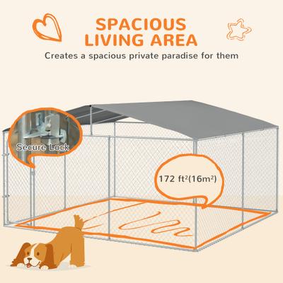 Show full view: PawHut Outdoor Dog Kennel, 157.5 x 157.5 x 91.25-in slide 4 of 9