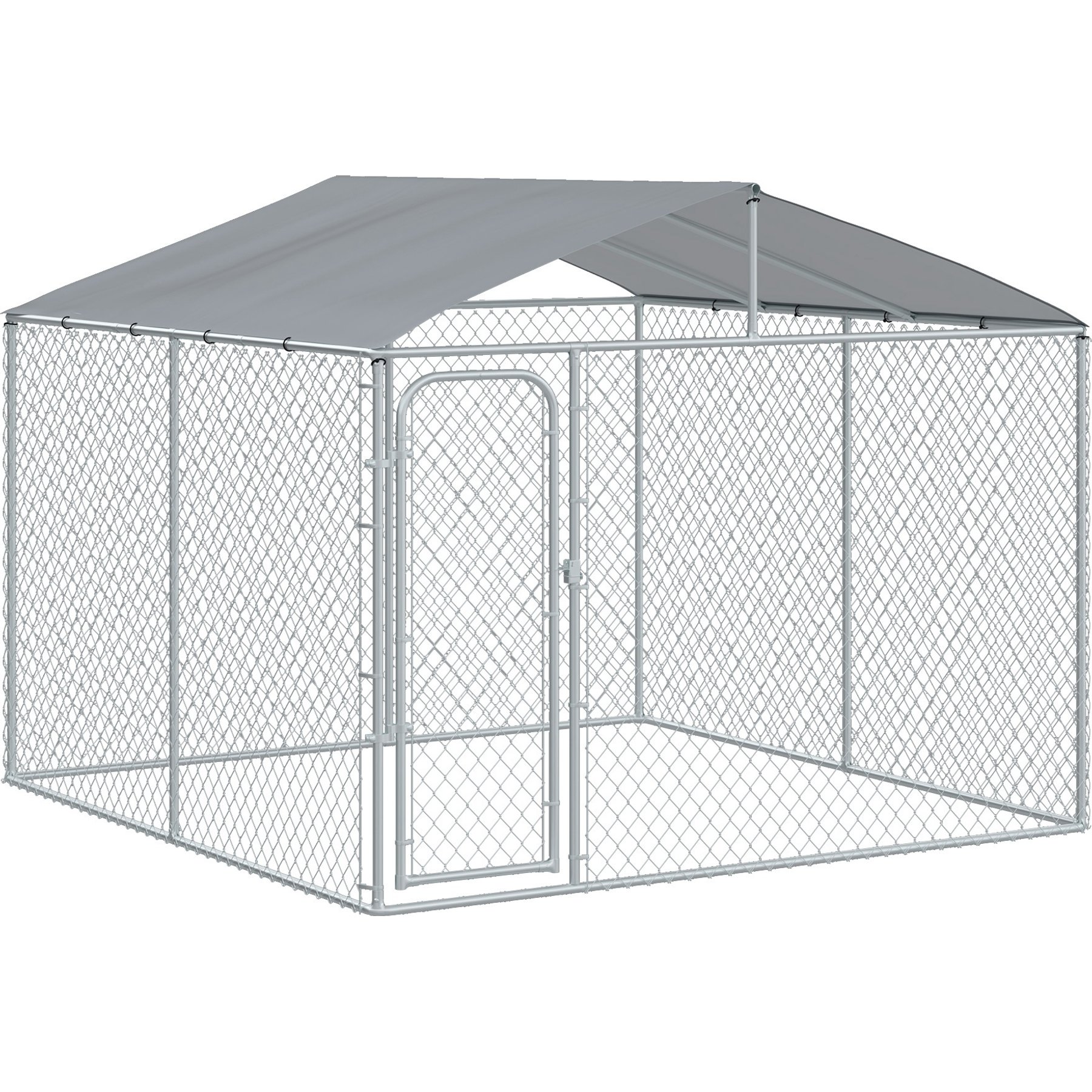 PawHut Outdoor Dog Kennel, Steel, 9.8 x 9.8 x 7.7-ft