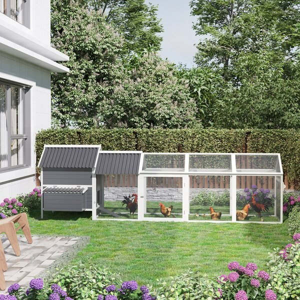 PAWHUT 136-in Elevated Wooden Chicken Coop, 2 Nesting Boxes, Outdoor ...