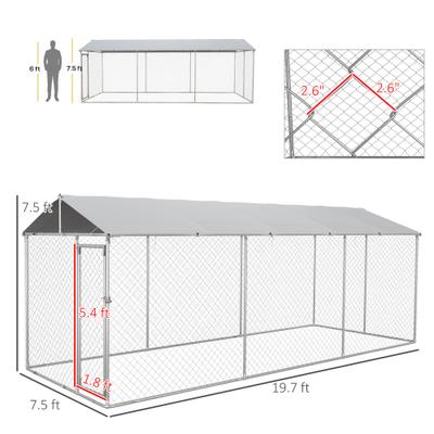 Show full view: PawHut Outdoor Large Dog Kennel, 19.7 x 7.5 x 7.5-ft slide 3 of 10