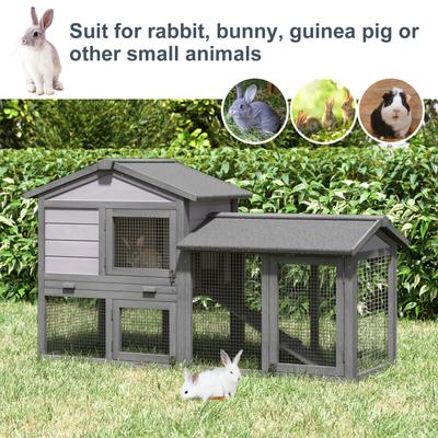 Show full view: PawHut Outdoor Raised Painted Deluxe Wood Rabbit Hutch slide 6 of 10