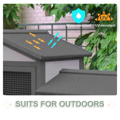 Show full view: PawHut Outdoor Raised Painted Deluxe Wood Rabbit Hutch slide 7 of 10