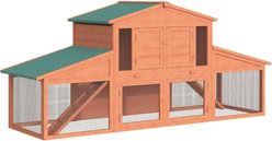 PawHut Outdoor Run Wooden Bunny Rabbit Hutch & Chicken Coop, Brown